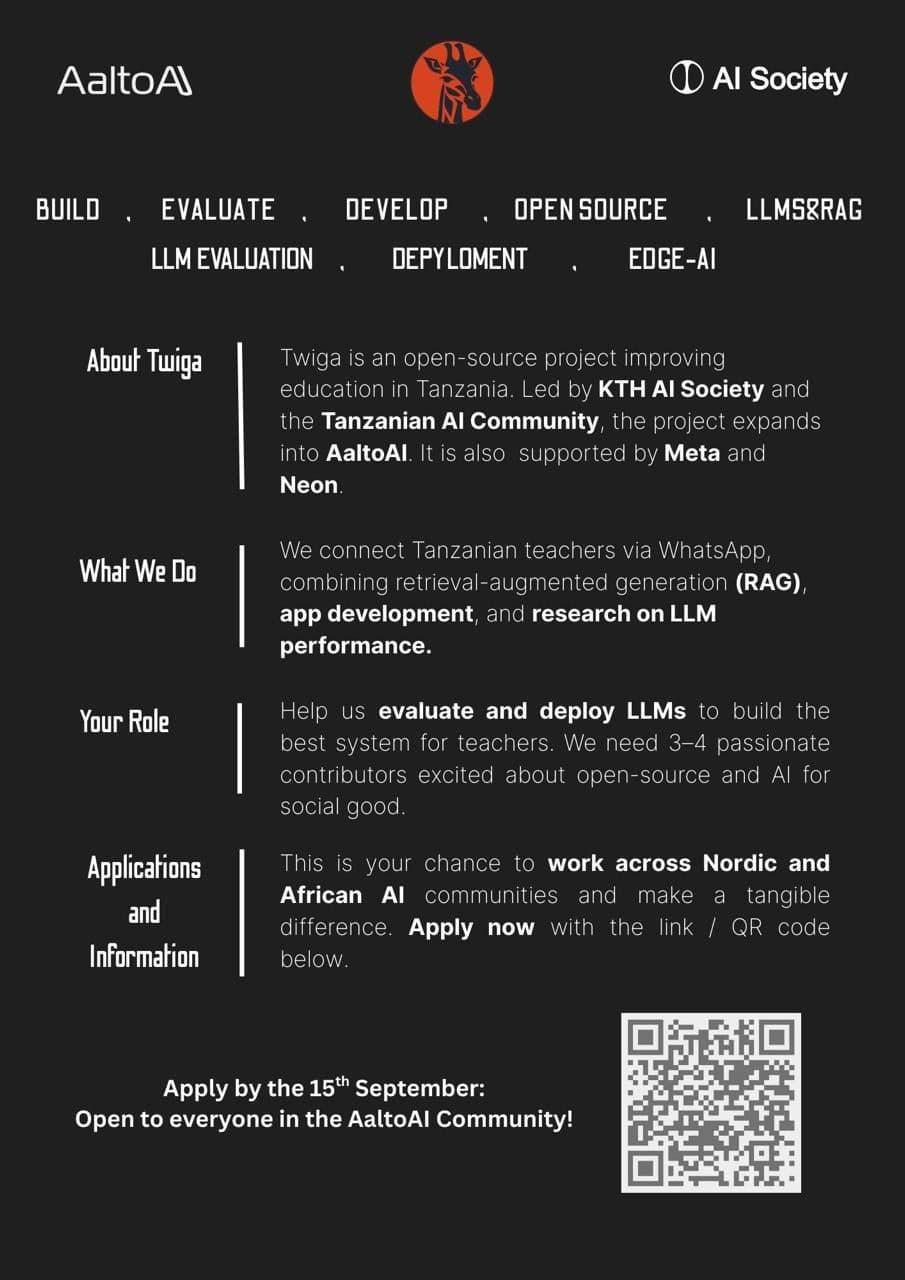 Twiga: AaltoAI X KTH AI Society banner